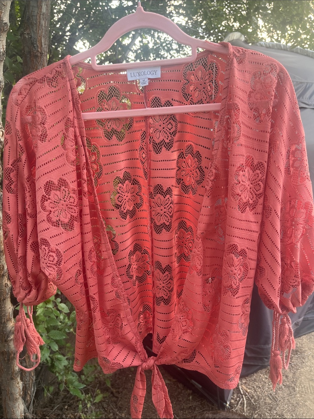 Luxology Coral Lace Tie-Front Camisole